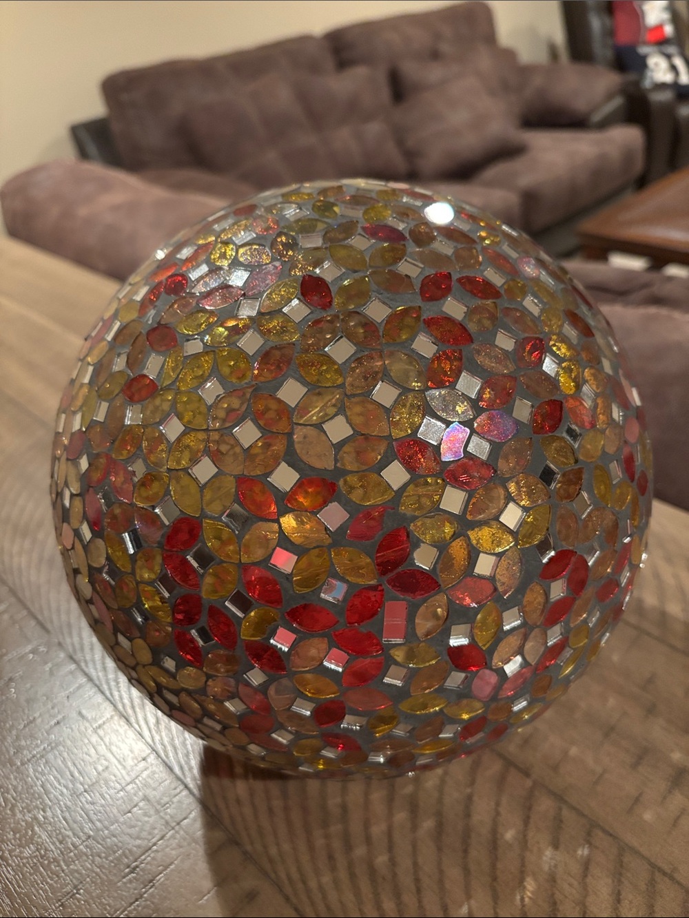 Mosaic Decorative Accent Sphere - Red & Gold